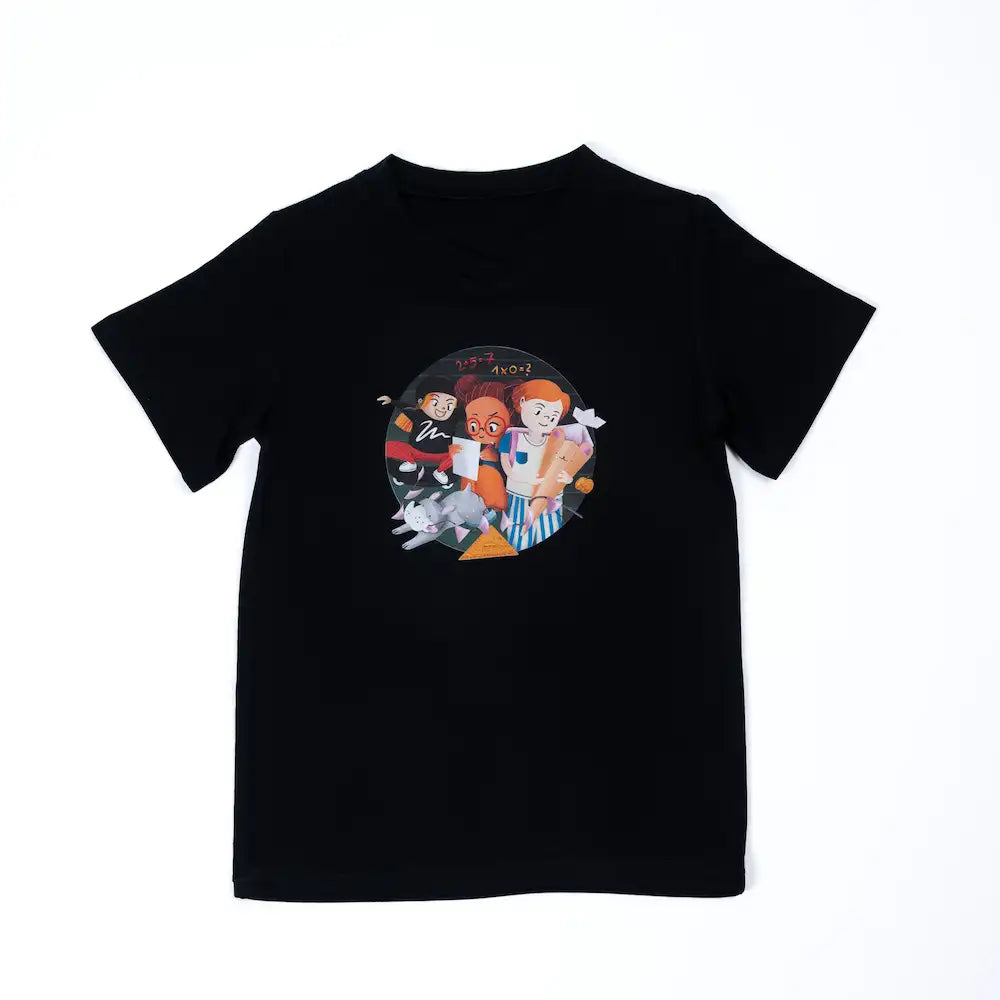 Kurzarmshirt schwarz Schulstart Motiv pauakids Vorderansicht